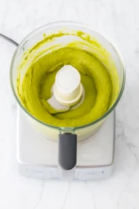 Smooth and creamy pistachio butter in food processor for pistachio butter recipe