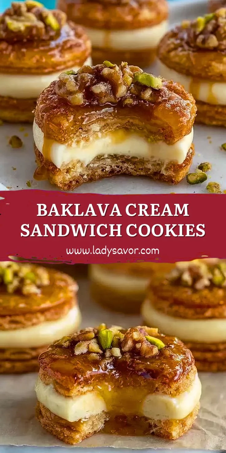 Baklava Cream Sandwich Cookies showcasing layers of nuts and sweetness