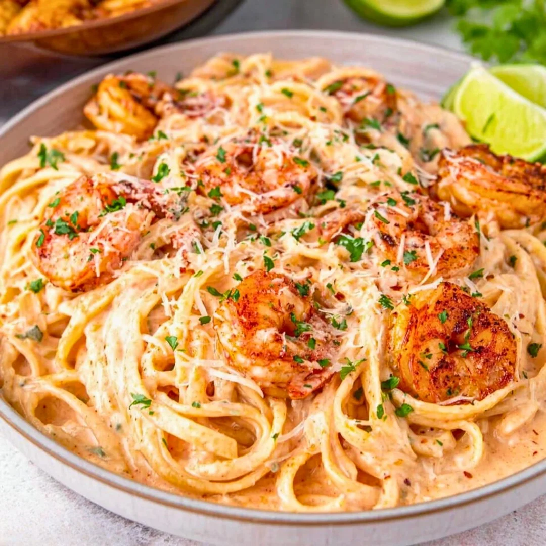 Delicious Cajun Shrimp Pasta served in a bowl with herbs and spices