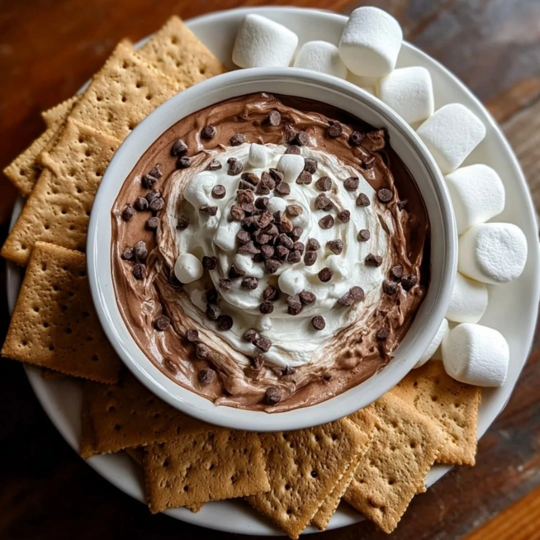 Delicious hot cocoa dip served in a bowl with dipping snacks