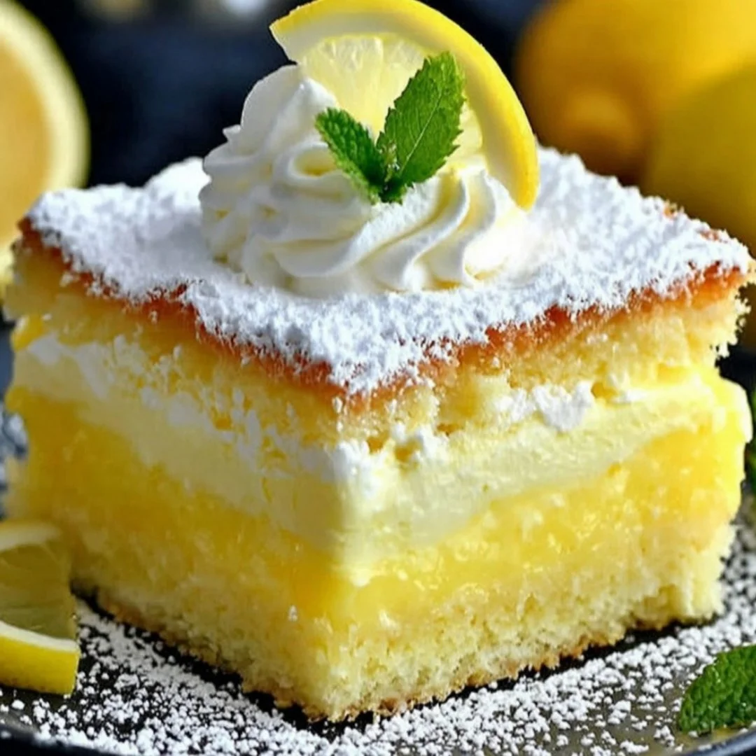 Delicious lemon custard cake that melts in your mouth with a creamy texture