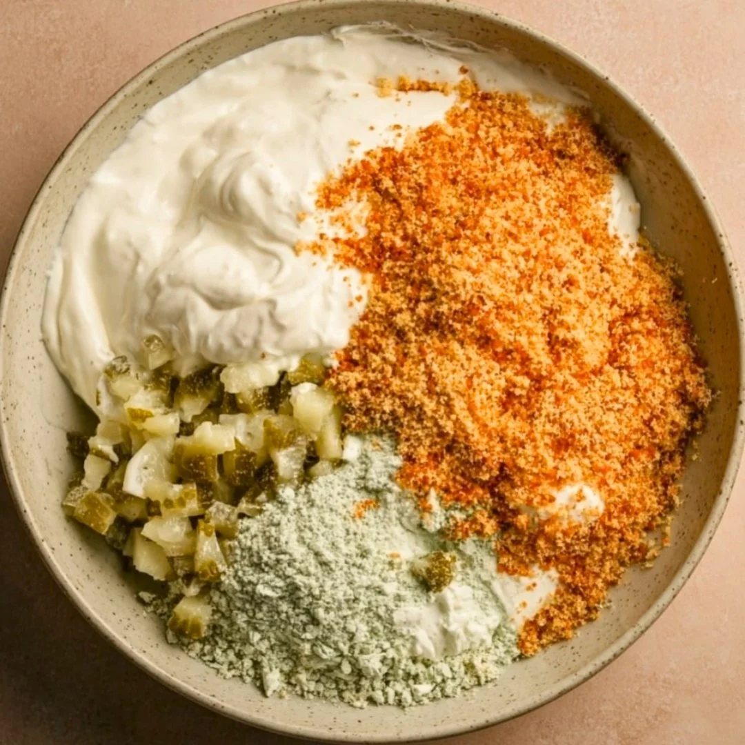 Delicious Fried Pickle Dip served in a bowl with chips