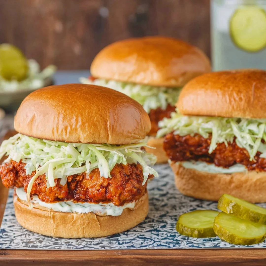 Delicious crispy chicken burger served with fresh toppings and sauces