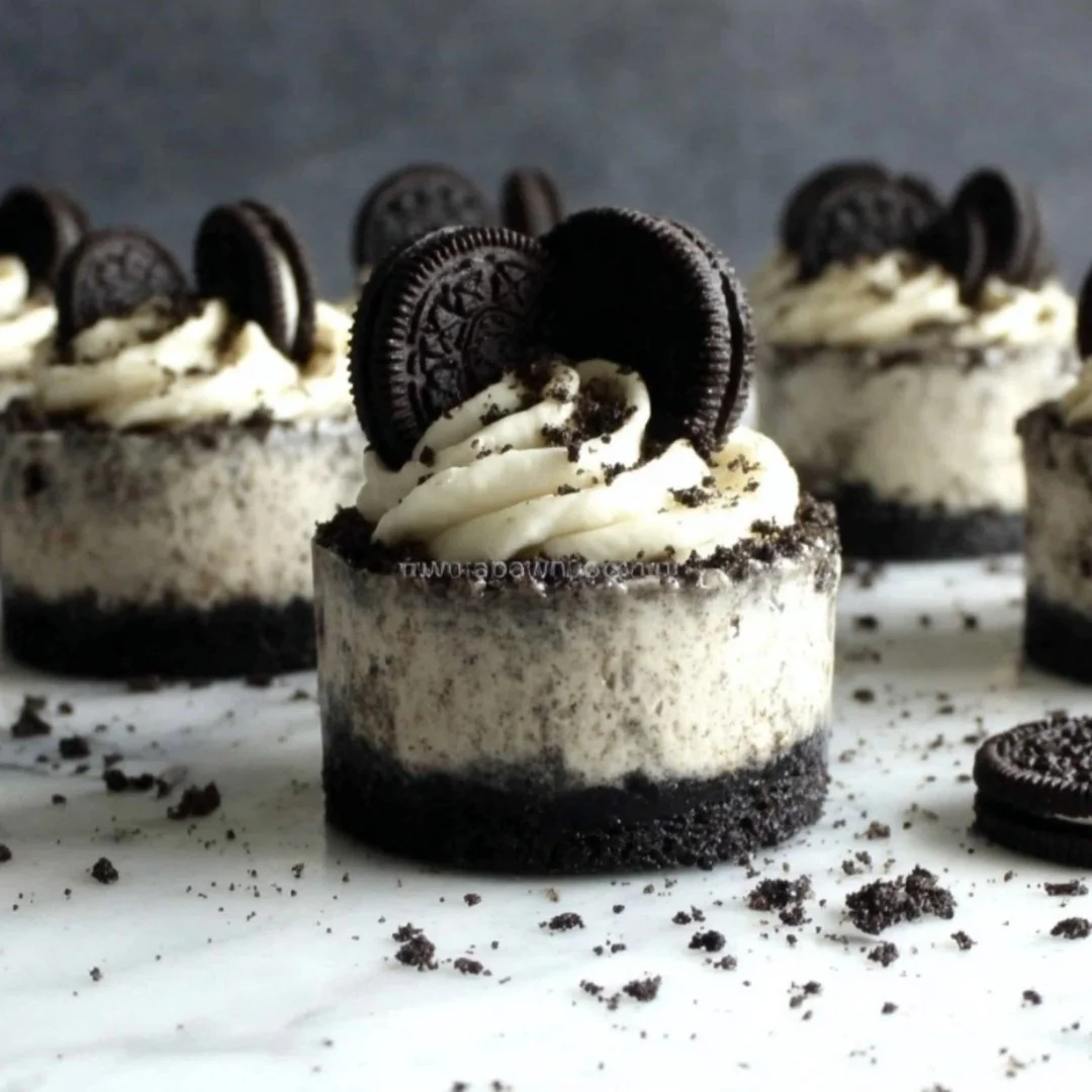 Delicious no-bake Oreo cheesecake topped with crushed Oreos